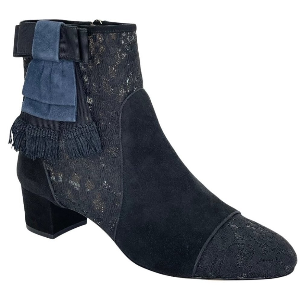 Tabitha Simmons Anastasia Black Lace Fabric Womens Ankle Boots Size 9m